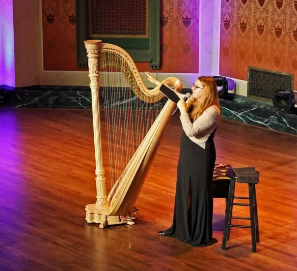Bridget Kibbey explains mechanisms in the harp