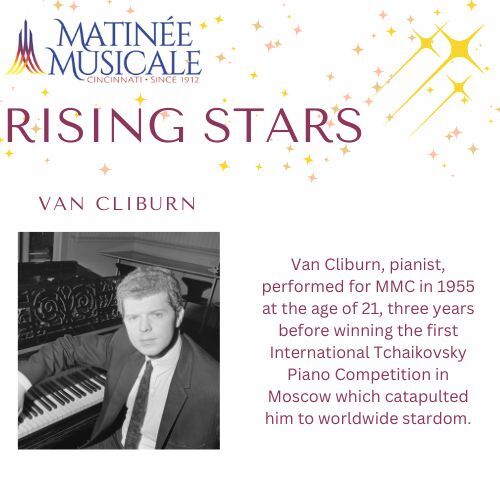 💫Legendary pianist Van Cliburn performed in our recital series in 1955 when he was just 21 years old. Matinee Musicale's long tradition of presenting rising stars before the world catches on continues with our 111th season beginning this fall!  #MMC #recitalseries #pianist #vancliburn #CincyArts #cincymusic #classicalmusic #risingstar